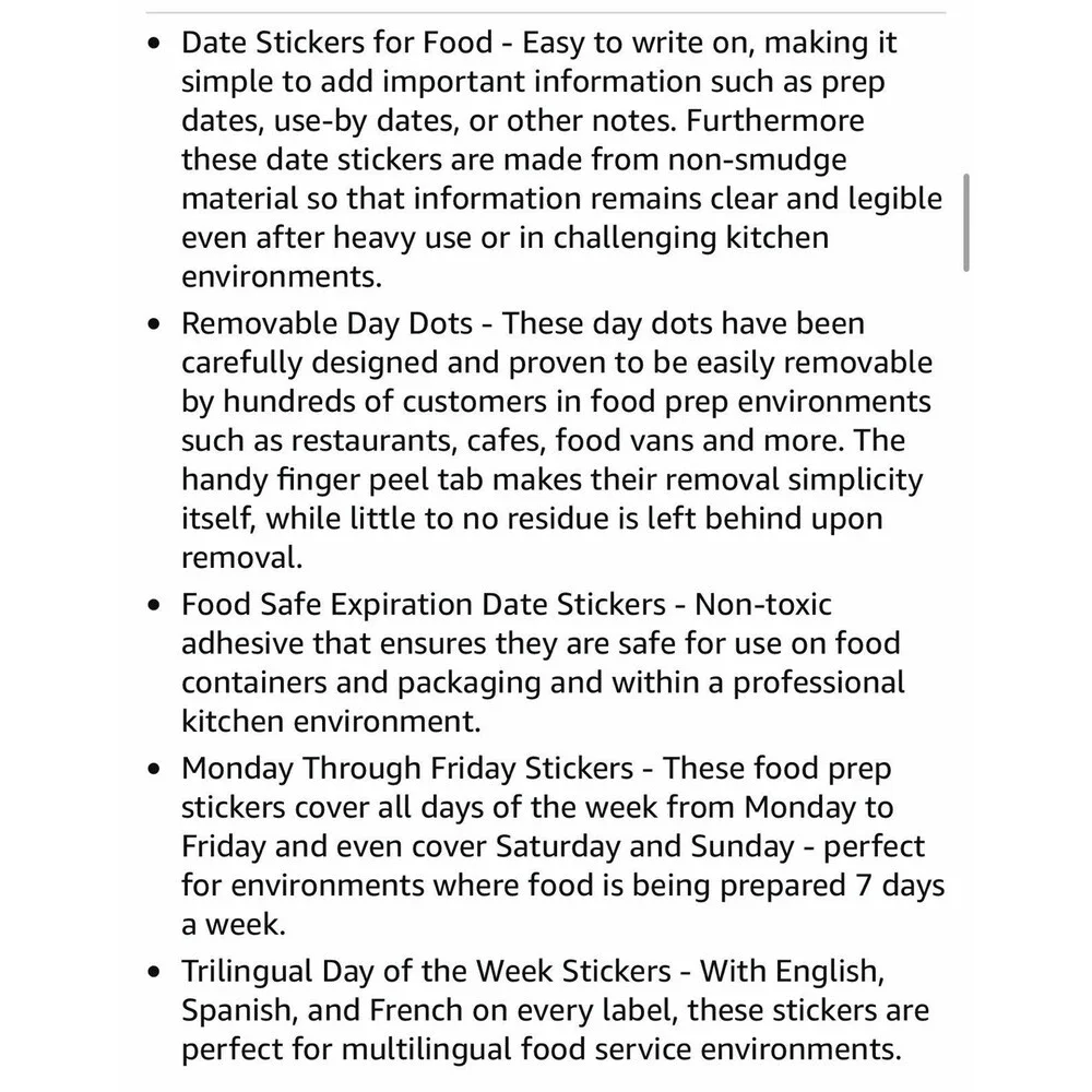 Unbranded date stickers